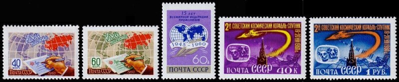 Russia Scott 2379-2380, 2382, 2383-2384 (1960) Mint NH VF C