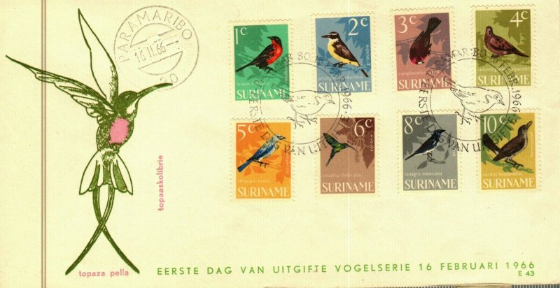 1c Gems Surinam #323-30  cacheted unaddressed FDC Birds CV$4.00