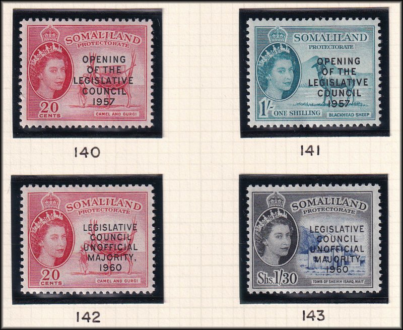 SOMALILAND PROTECTORATE - 1953-60 QEII STAMPS SCOTT#128-139 & 140-143 16V MLH