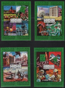 LIBYA, 821-824, MNH, BLOCKS OF 4, 1979 Farmer plowing, medical, various