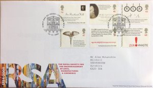 GREAT BRITAIN FDC 2004 ROYAL SOCIETY FOR ARTS.LONDON WC2 HANDSTAMP