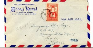 25c Chemical stamp single use to >> KOREA << with receiver 1960 cover Canada