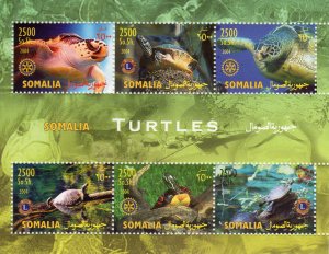 Somalia 2004 TURTLES Lions and Rotary International Sheetldet (6) MNH