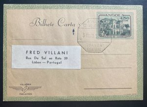 1952 Luanda Portuguese Angola Stationery Air Letter Cover To Lisbon Portugal B