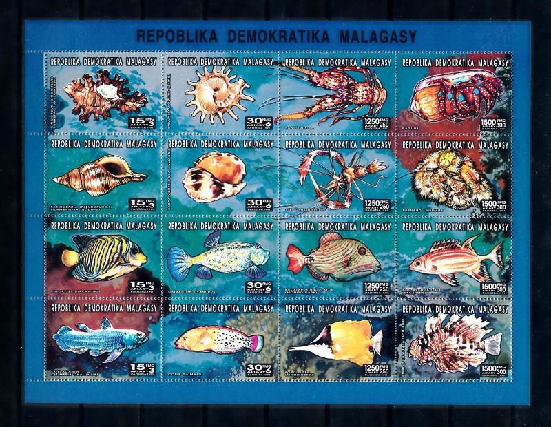 [49795] Madagascar Malagasy 1993 Marine life Fish MNH Sheet