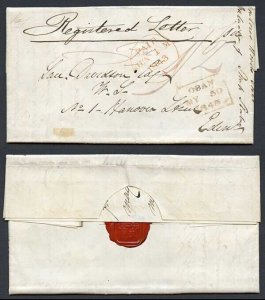 1843 (30 May) Entire to Edinburgh Registered Letter rated 1/2 Very Fine