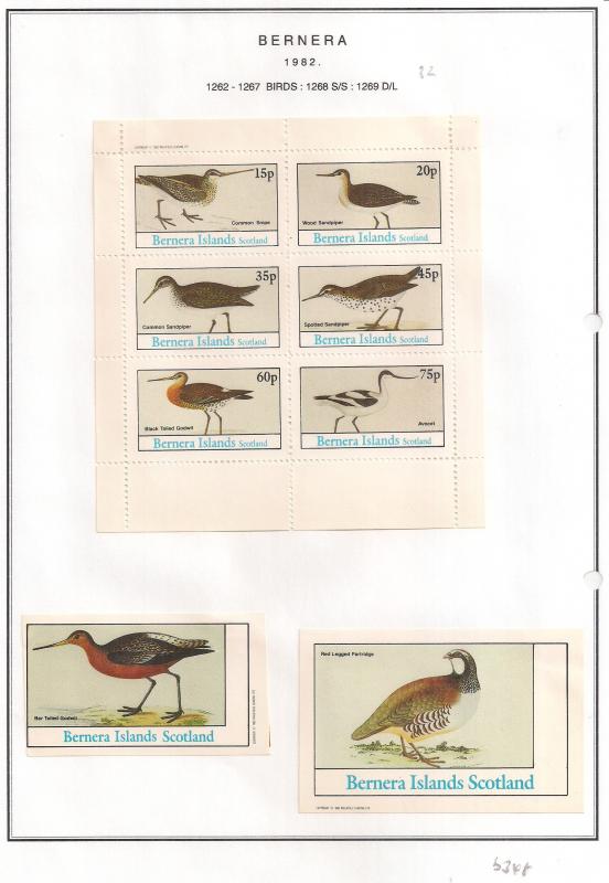 SCOTLAND - BERNERA - 1982 - Birds (32) - 6v Perf, Min, D/L Sheets - MLH