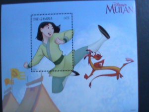 ​THE GAMBIA-1998 FAMOUS DISNEY CARTOON-MULAN-FEMALE SOLDIER MNH S/S VERY FINE