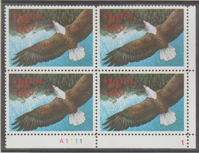 U.S. Scott #2542 Eagle Stamps - $56 Face - Mint NH Plate Block