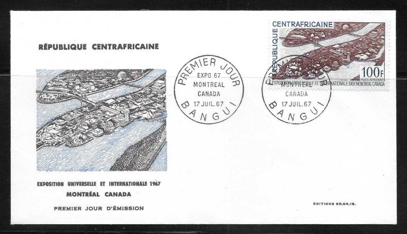 Central African Republic C45 Expo '67 FDC