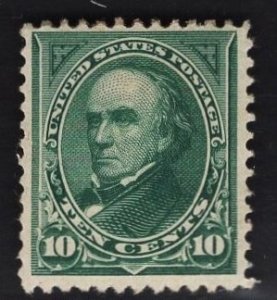 US #258 10c Dark Green Webster MINT HINGED SCV $275