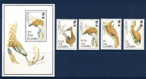 Gambia Sc 1362-5,1366 MNH Full SET of 1993 - WWF - Fauna - Long Tailed Pangolin