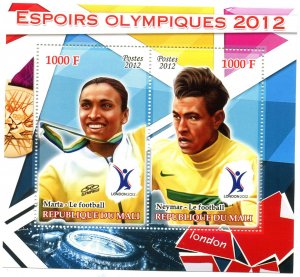 Mali 2012 FOOTBALL NEYMAR LONDON OLYMPICS Sheet Perforated Mint (NH)
