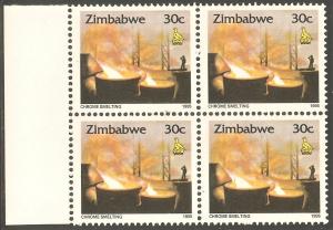 ZIMBABWE Sc# 727 MNH FVF 4-Block Chrome Smelting