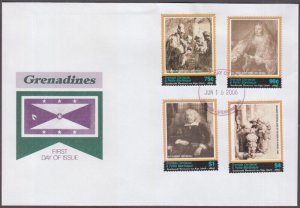 GRENADA GRENADINES Sc #2623-6 FDC S/S with REMBRANDT PAINTINGS