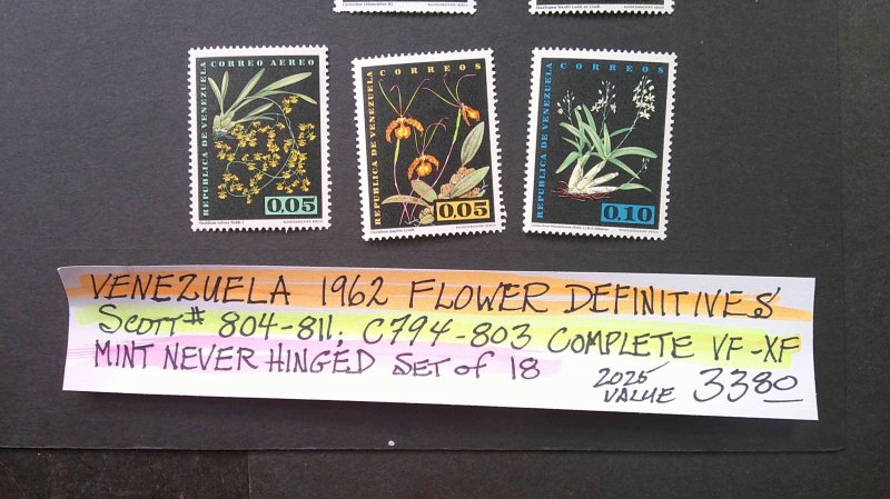 Venezuela 1962 Flower Definitive Scott# 804-11, C794-C803 Complete VF-XF MNH