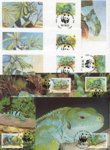 Tonga 8 FDC/cards WWF/Iguana 1990