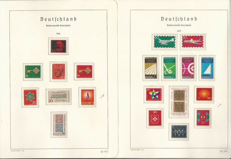 Germany Stamp Collection on 24 Hingless Lighthouse Pages, 1965-1971, JFZ