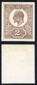 KEVII 2d Brown on White Paper Wmk Crown COLOUR TRIAL on Piece Cat 9000 pounds