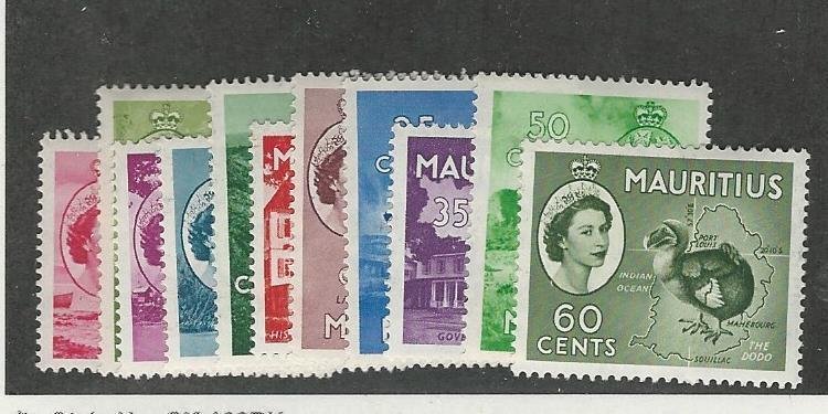 Mauritius, Postage Stamp, #251-261 Mint Hinged, 1953-54