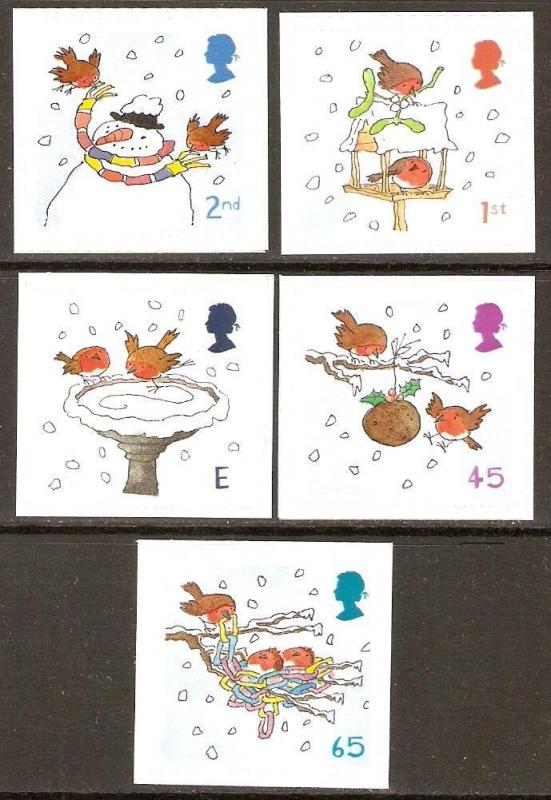 GB SG2238/42 2001 CHRISTMAS SELF ADHESIVES MNH