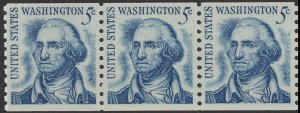 US 1304 George Washington 5c coil strip (3 shiny gum stamps) MNH 1966