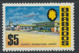 Barbados  SG 414a SC# 343 MH Glazed Paper Seawell Airport   1971 see scans