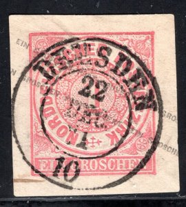 North German Confederation 1 kr red Post-Couvert cut square, Used VF ... 4470036