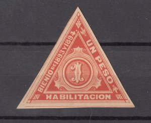 J43816 JLStamps 1893 1894 mnh habilitacion un peso triangle,colombia? revenue?