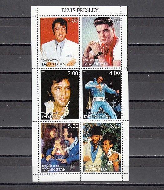 Tadjikistan, 1999 Russian Local. Elvis Presley sheet of 6. ^