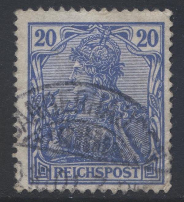 GERMANY. -Scott 56 - Definitives -1900 -Used - Ultra -Single 20pf Stamp5