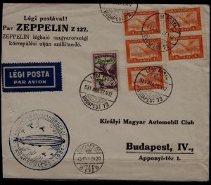 Hungary Zeppelin cover folded 27.3.31 Budapest