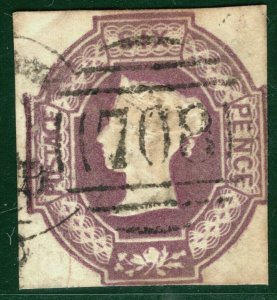 GB QV EMBOSSED Stamp SG.60 6d Purple (1854) Shrewsbury Spoon Used c£1,000 LRED32