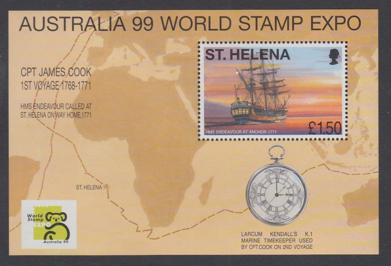 St Helena 732 Sailing Ship Map Souvenir Sheet MNH VF