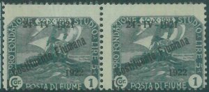 87858  - ITALIA: FIUME  - VARIETA'  Error - Sassone 186vd COPPIA Nuovi **  MnH