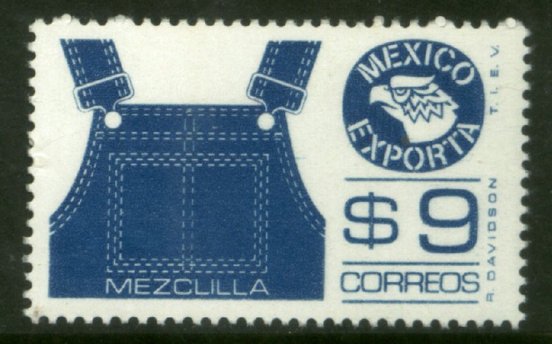 MEXICO Exporta 1124, $9P Overalls Fluor Paper 7 MINT, NH. VF.