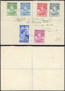 Basutoland KGVI Registered cover with values to 4d