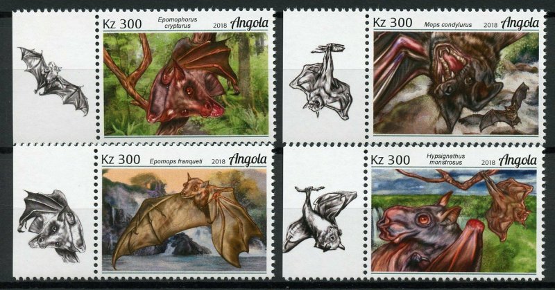 Angola Stamps 2018 MNH Bats Bat Flying Mammals Wild Animals Fauna 4v Set