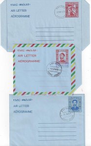 ETHIOPIA 1975 76 THREE FDC AIR LETTERS FG 20 FG 25 FG 27