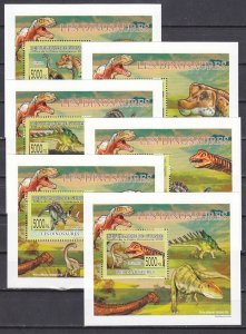 Guinea, 2009 issue. Dinosaurs on 6 Deluxe s/sheets.