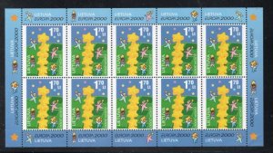 Lithuania Sc 668 2000 Europa stamp set in a sheet mint NH