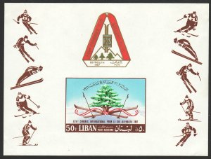 Lebanon Sc# C544a 1968 International Ski Cong. imperf S/S souvenir sheet MNH