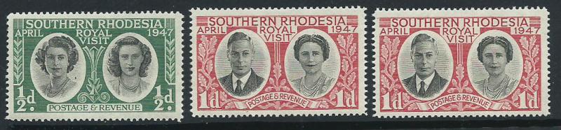 Southern Rhodesia SG 62 + 63 MUH + 63 colour shade MUH