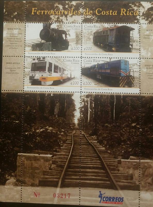 O) 2010 COSTA RICA, RAILWAYS -TRAIN DIESEL - AEG - APOLO. -FERREA LINE. MNH