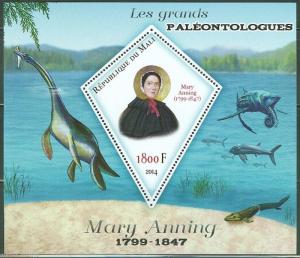 MALI 2014 GREAT PALEONTOLOGISTS MARY ANNING  SOUVENIR SHEET MINT NH