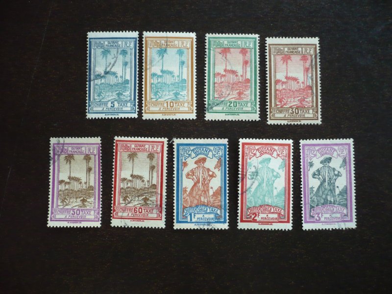 Stamps - French Guiana - Scott# J13-J21 - Used Set of 9 Stamps
