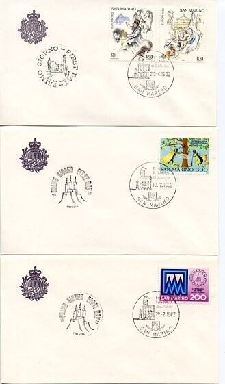 SAN MARINO GROUP OF TWELVE 1983  OFFICIAL FIRST DAY COVERS 