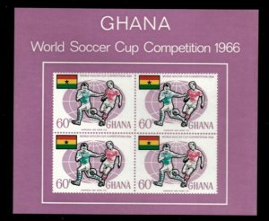 Ghana 1966 - World Cup Soccer - Imperf Sheet of 4 Stamps - Scott #263A - MNH