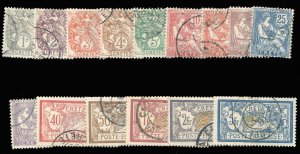 French Colonies, French Offices in Crete #1-15 Cat$180.50, 1902-3 1c-5fr, com...