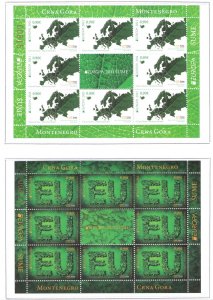 2011 EUROPA CEPT Montenegro 2 Mini-sheets of 9 values, The Forests, MNH **